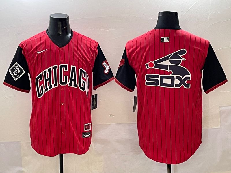 Men Chicago White Sox Blank Red Stripe Joint Name 2025 Nike MLB Jersey style 10->chicago white sox->MLB Jersey